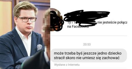 Chajzer pokazał wiadomość od "fana": "Może trzeba, byś jeszcze jedno dziecko stracił"