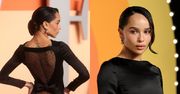Zoe Kravitz w oscarową noc odsłoniła plecy i pośladki w czarnej kreacji z prześwitami
