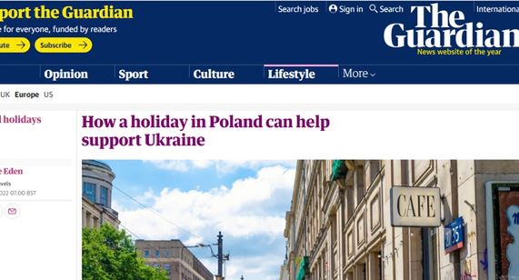 "The Guardian" zachęca do przyjazdu na wakacje do Polski, żeby pomóc Ukrainie