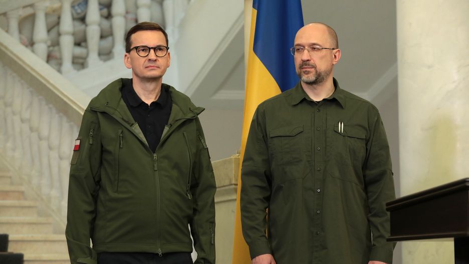 Premier Polski Mateusz Morawiecki oraz premier Ukrainy Denys Szmyhal