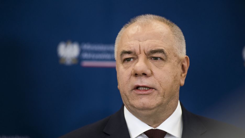 WARSAW, MAZOWIECKIE, POLAND - 2022/12/22: Deputy Prime Minister, Jacek Sasin is seen during a press conference at the Ministry of State Assets. The Social Agreement (Umowa Spoleczna) was signed at the Ministry of State Assets in Warsaw, with the participation of the Deputy Prime Minister, Minister of State Assets Jacek Sasin. The agreement concerns the transformation of the power sector and the lignite mining industry. This agreement is related to the plans to spin off coal production and mining assets from companies with State Treasury shareholding. This is the final stage of preparations for the establishment of the National Energy Security Agency (NABE). (Photo by Attila Husejnow/SOPA Images/LightRocket via Getty Images)