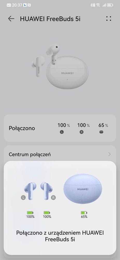 Po lewej interfejs Ai Life po rozpoznaniu słuchawki, po środku interfejs słuchawki w menu Bluetooth na telefonie Huawei, po prawej na telefonie OnePlus.