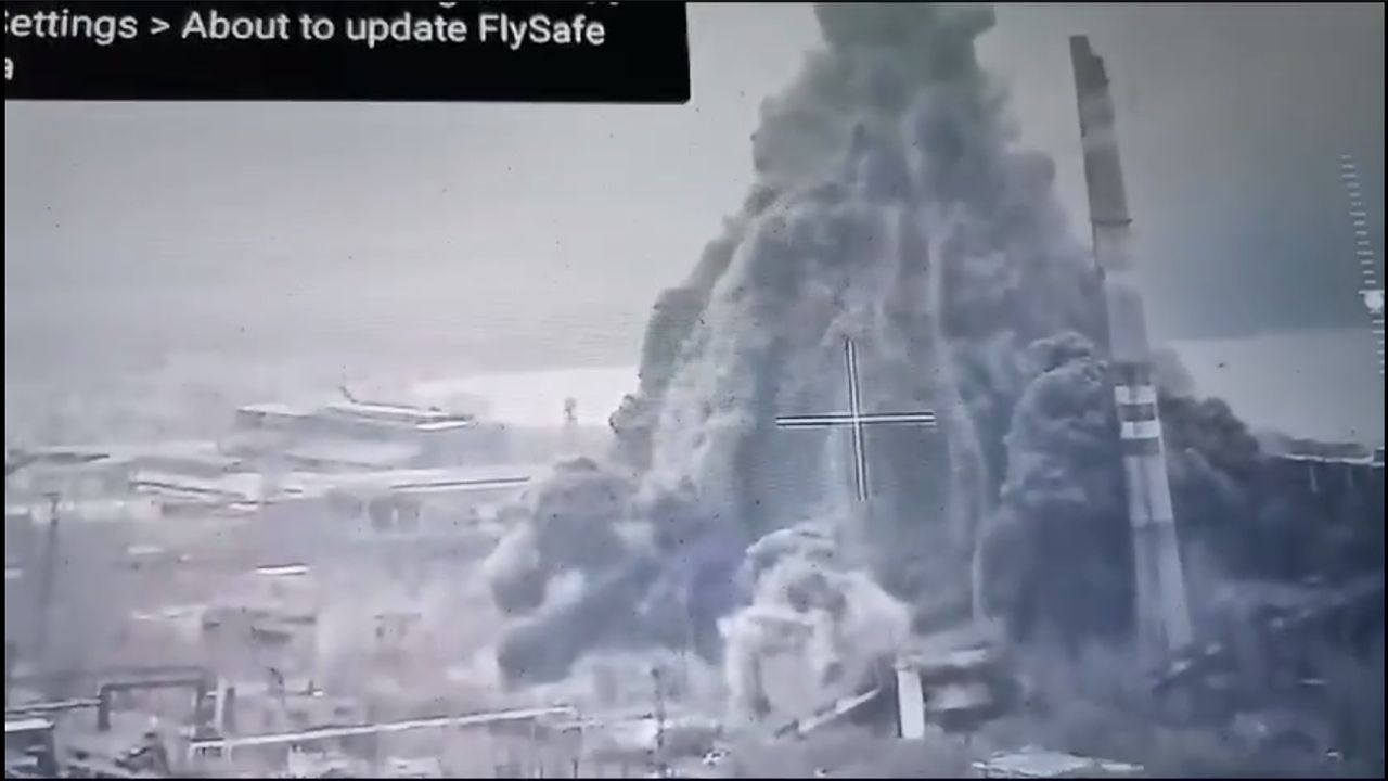 A powerful strike on a Ukrainian power plant. They dropped an aerial bomb.