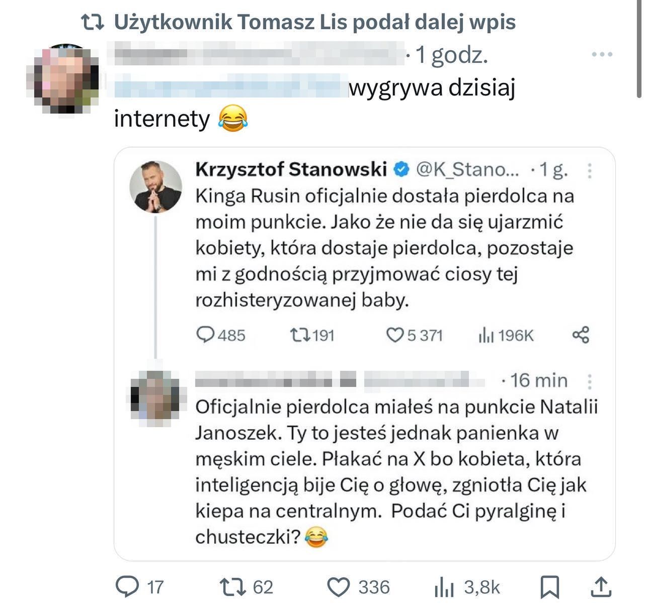 Repost na profilu Tomasza Lisa