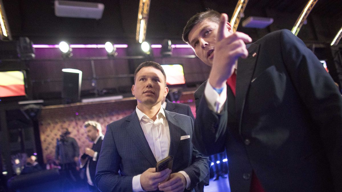 Slawomir Mentzen seen during Election night of Konfederacja (Confederation) party in Warsaw on October 15, 2023. (Photo by Maciej Luczniewski/NurPhoto via Getty Images)