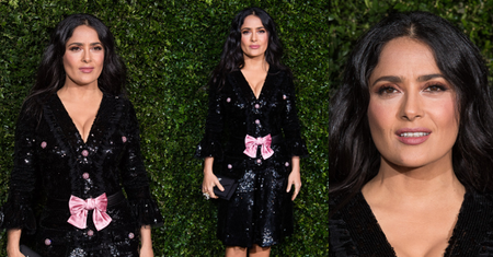 52-letnia Salma Hayek bryluje na przyjęciu w dyskusyjnej sukience Gucci