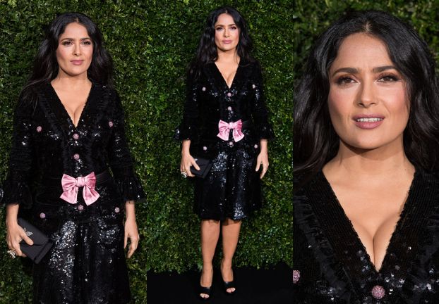 52-letnia Salma Hayek bryluje na przyjęciu w dyskusyjnej sukience Gucci