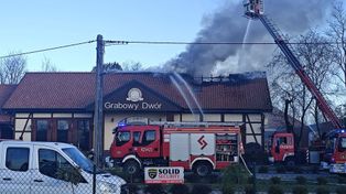 Pożar sali bankietowej w Górnych Wymiarach pod Chełmnem. Płonie dach