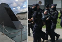 Przepychanki przed pomnikiem smoleńskim. Policja w akcji