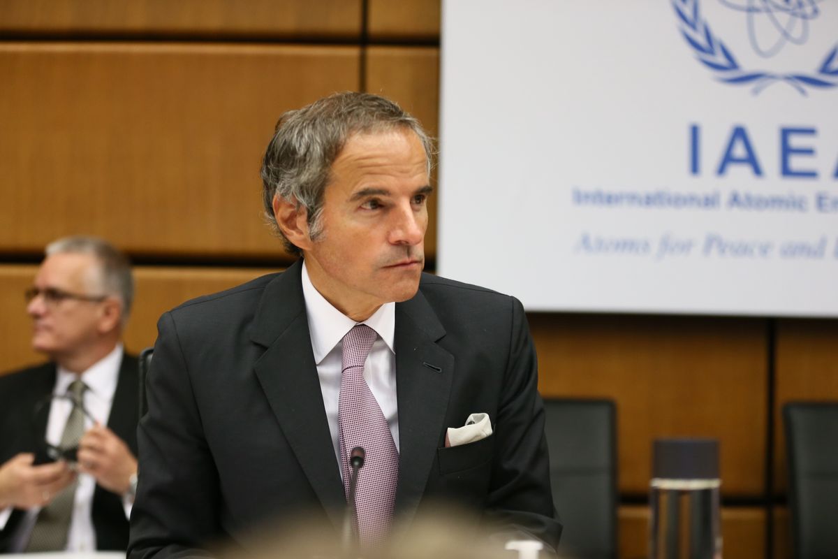 Rafael Grossi, dyrektor MAEA podczas spotkania ekspertów w Wiedniu 12 września