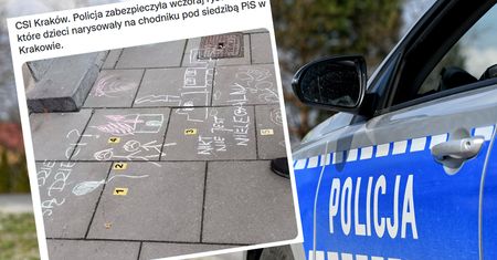 Dzieci rysowały kredą przed siedzibą PiS. Jest decyzja policji
