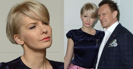 Edyta Pazura z Czarkiem na premierze