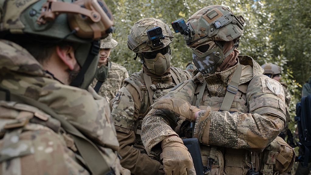 Military training for civilians and veterans in Kyiv
KYIV, UKRAINE - MAY 10: Civilians and veterans of the Russian-Ukrainian war participate in a training game led by experienced servicemen of the 3rd Assault Brigade in Kyiv, Ukraine, on May 10, 2025. (Photo by Viacheslav Ratynskyi/Anadolu via Getty Images)
Anadolu
post-war training, defensive training, train, russian-ukrainian war, combat training, civilian-military cooperation, veterans, training game, civilians, ukrainian military, educate, war veterans, 3rd assault brigade, veterans' participation, veteran support