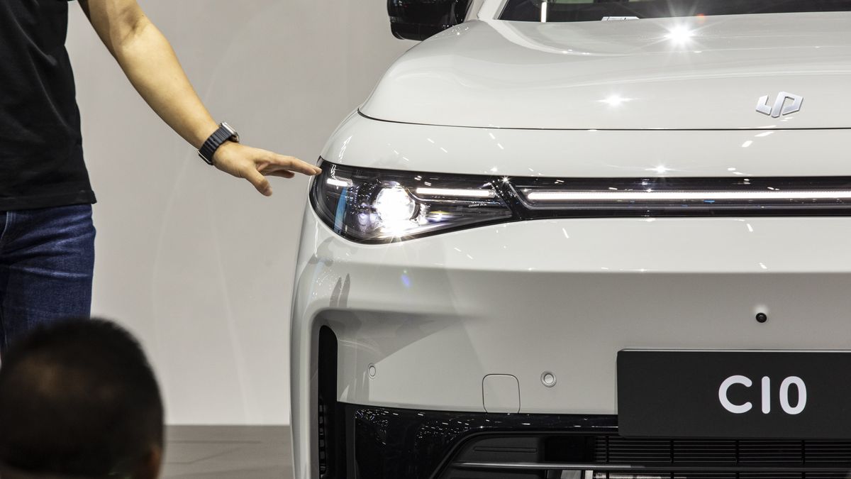 A Leapmotor C10 electric SUV on display at the Guangzhou Auto Show in Guangzhou, China, on Friday, Nov. 17, 2023. China is the world's largest electric vehicle market. Photographer: Qilai Shen/Bloomberg via Getty Images