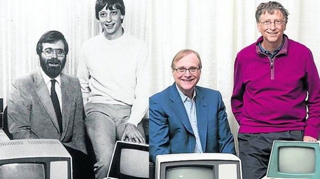 Paul Allen i Bill Gates w 1981 i 2013 roku