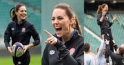 "Zwyczajna" Kate Middleton w dresie biega po murawie z rugbystami (ZDJĘCIA)