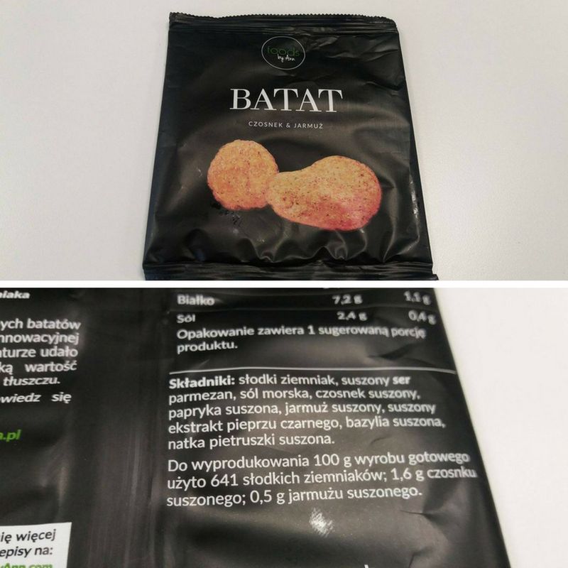 Skład chipsów ze słodkiego ziemniaka