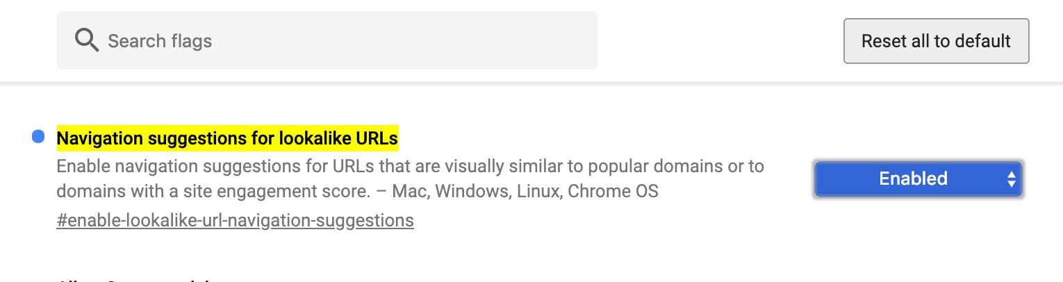 przestawiona flaga w ustawieniach