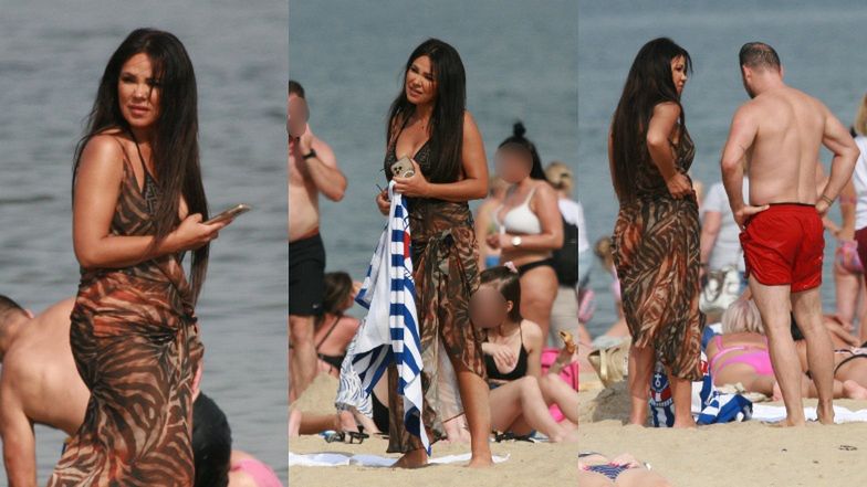 Sylwia Bomba i Grzegorz Collins na plaży