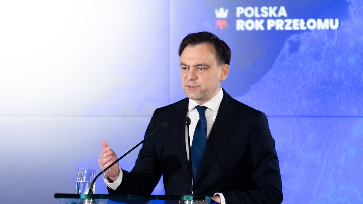 WARSAW, POLAND - 2025/02/10: Polish Finance Minister Andrzej Domanski delivers a speech during an event 'Poland - The year of breakthrough' at the Warsaw Stock Exchange in Warsaw. Polish Prime Minister Donald Tusk, speaking at the "Poland: Year of Change" conference, announced that investments in 2025 are projected to exceed 650 billion PLN. He highlighted plans to triple port cargo handling by 2030 and revealed ongoing negotiations with Google and Microsoft for investments in Poland. The conference emphasized economic growth, digitalization, and foreign investment as government priorities. (Photo by Marek Antoni Iwanczuk/SOPA Images/LightRocket via Getty Images)