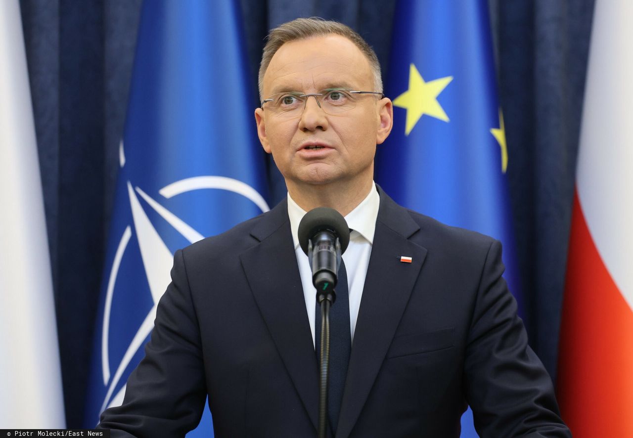 Andrzej Duda wygłosił przemówienie w przededniu drugiej rocznicy wybuchu wojny w Ukrainie