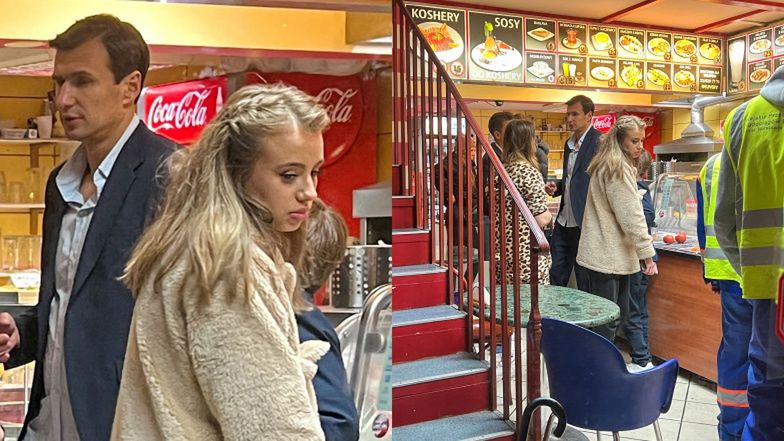 Oliwia Bieniuk z tatą i braćmi na kebabie