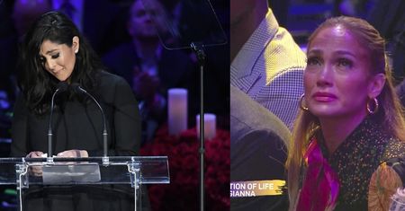 Jennifer Lopez tonie we łzach na pożegnaniu Kobe Bryanta