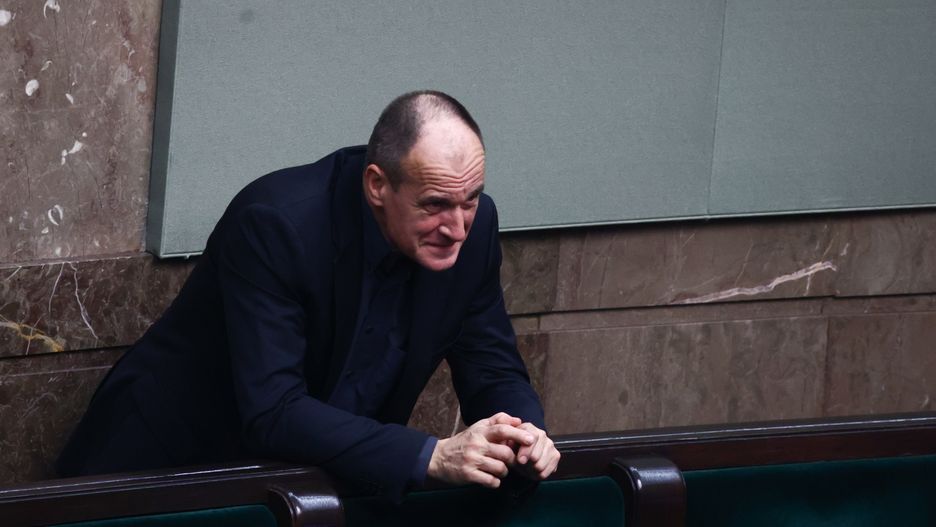 Pawel Kukiz during Donald Tusk programme speech as Prime Minister at Polish Parliament in Warsaw, Poland on December 12, 2023. (Photo by Jakub Porzycki/NurPhoto via Getty Images)