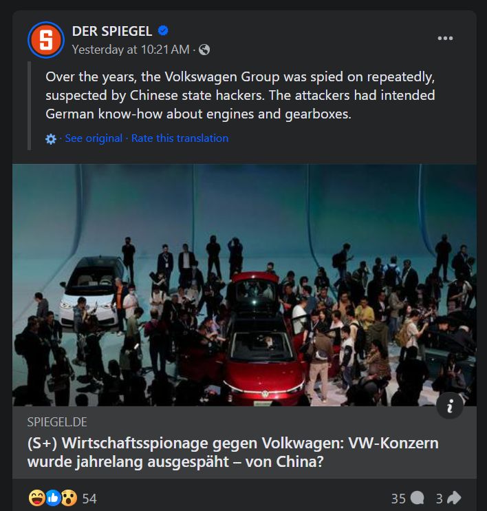 The investigation by Der Spiegel journalists and ZDF television led to the publication about the cyber attack on Volkswagen.