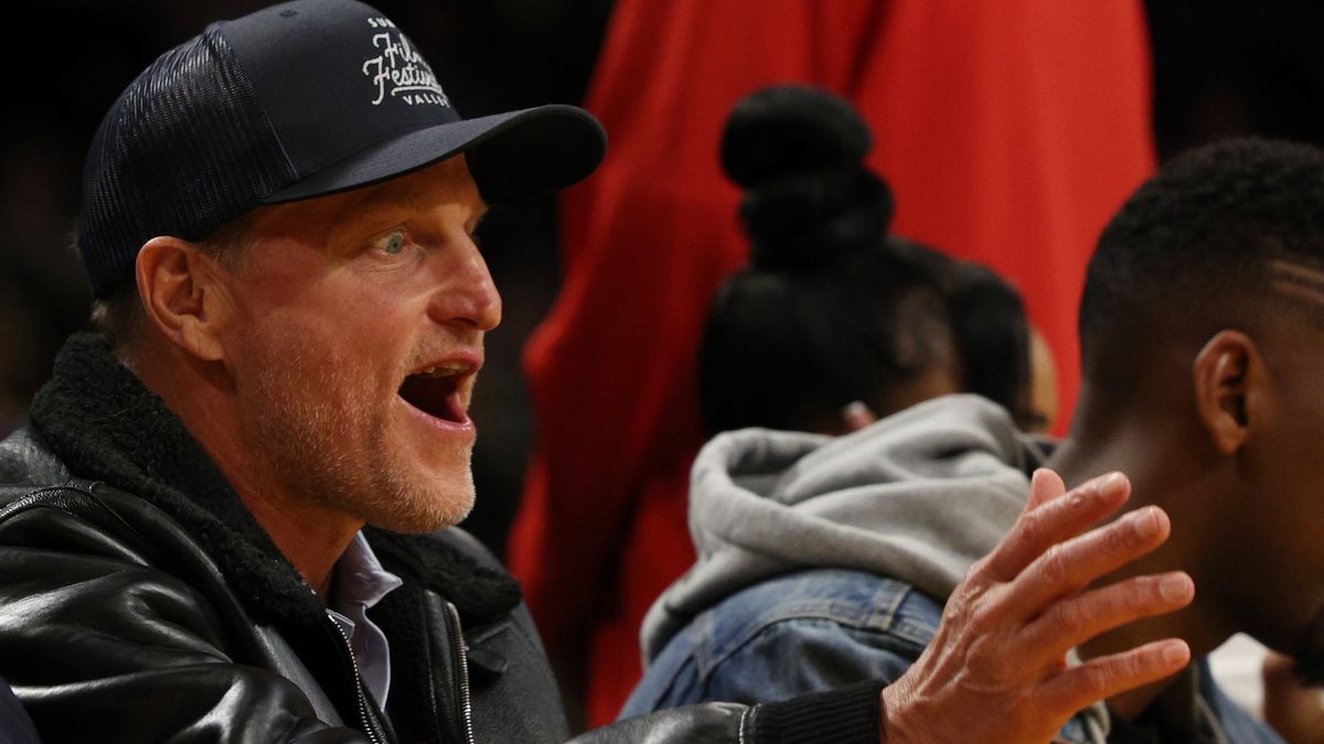 Golden State Warriors v Los Angeles Lakers - Game SixLOS ANGELES, CALIFORNIA - MAY 12: Actor Woody Harrelson (right) is seen during game six of the Western Conference Semifinal Playoffs between the Los Angeles Lakers and the Golden State Warriors at Crypto.com Arena on May 12, 2023 in Los Angeles, California. NOTE TO USER: User expressly acknowledges and agrees that, by downloading and or using this photograph, User is consenting to the terms and conditions of the Getty Images License Agreement. (Photo by Harry How/Getty Images)Harry Howbasketball