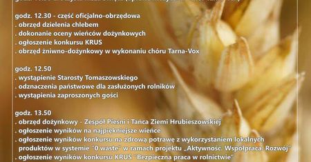 Dożynki Powiatowe w Tarnawatce 2019 – program wydarzenia