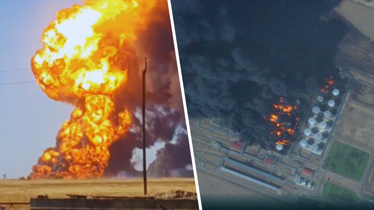 Ukrainian drone strike ignites massive fire at Russian oil depot