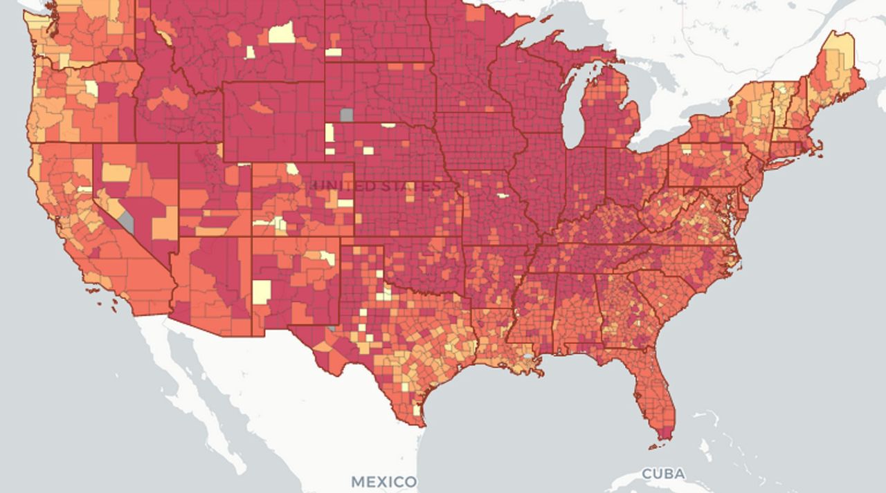 Interaktywna mapa ryzyka zakażeń w USA