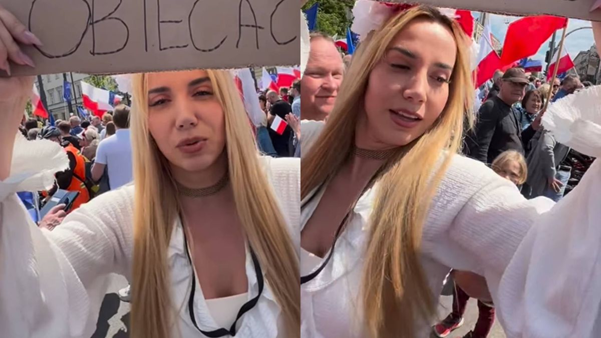 Marianna Schreiber na marszu Trzaskowskiego