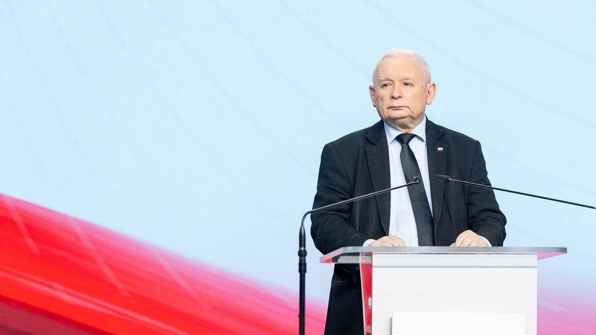 Jaroslaw Kaczynski, the leader of the right-wing Law and Justice (PiS) party, is speaking during a press conference in Warsaw, Poland, on July 02, 2024. (Photo by Foto Olimpik/NurPhoto via Getty Images)