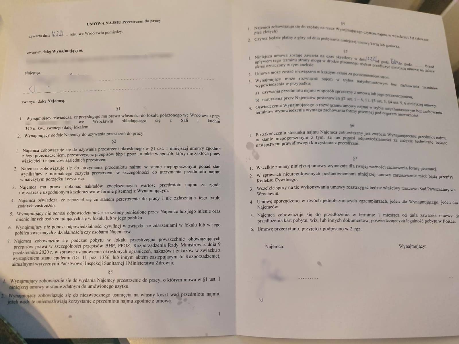 Umowa najmu przestrzeni do pracy. Tak jedna z wrocławskich restauracji radzi sobie w trudnych czasach (WP)