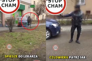 Blokada drogi osiedlowej. Awantura pod żabką