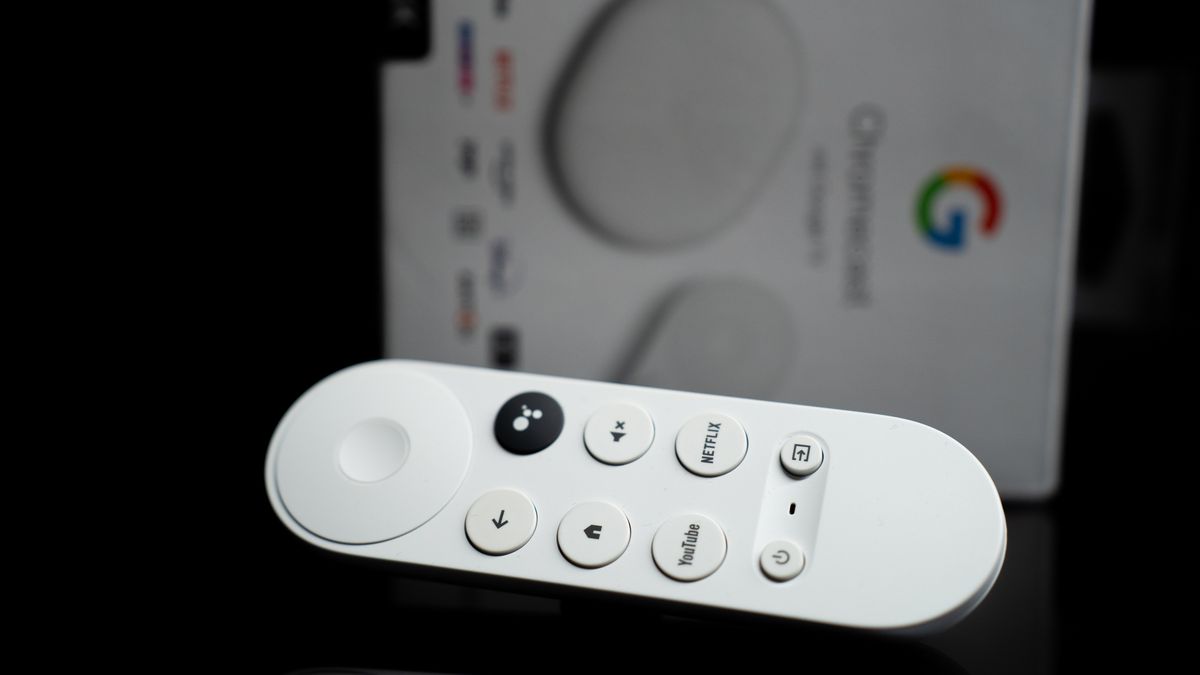 A Google Chromecast controller and the device's original packaging. (Photo by Nikos Pekiaridis/NurPhoto via Getty Images)