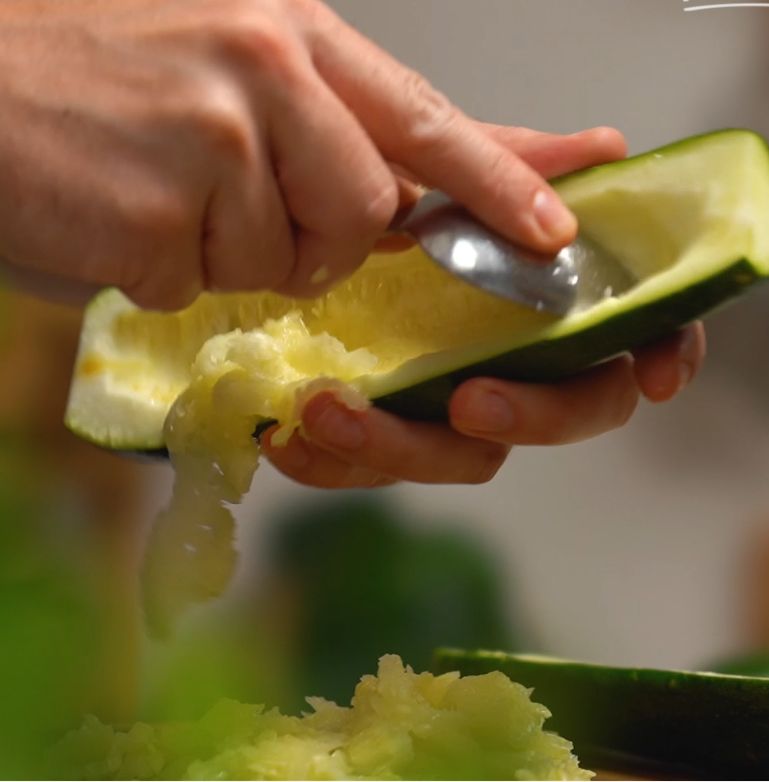 Hollowed-out courgette