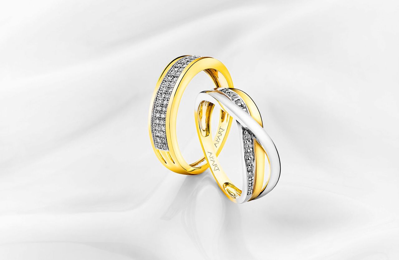 Nowoczesne pierścionki zaręczynowe z diamentami – wzór: 103.479, 160.158; Apart.pl