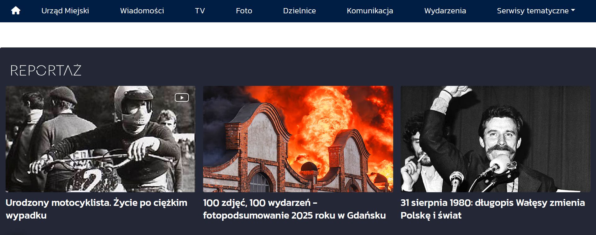 Zrzut ekranu ze strony głównej Gdansk.pl. 