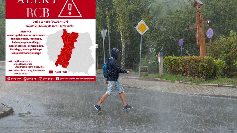 RCB wydało alert przed ulewnym deszczem