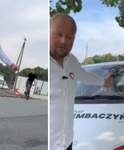 Zniszczony samochód posła. W tle konflikt Zembaczyński-Kukiz