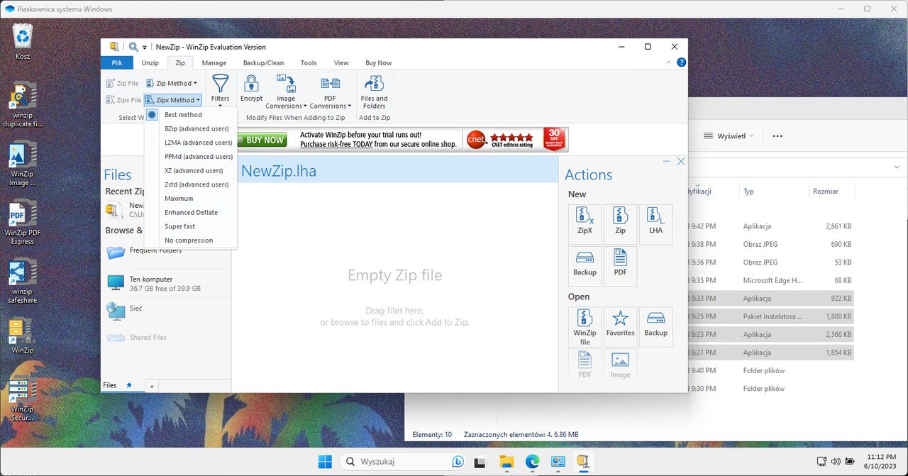 WinZip GUI