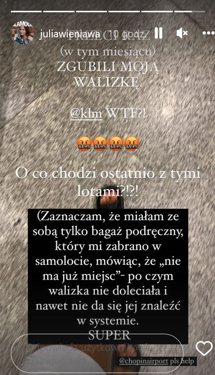 Julia Wieniawa udostępniła wpis w relacji na Instagramie