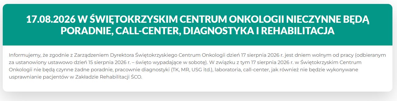 Komunikat na stronie ŚCO