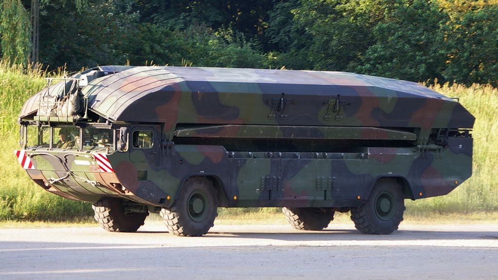 The M3 vehicle in a position folded for moving on roads.