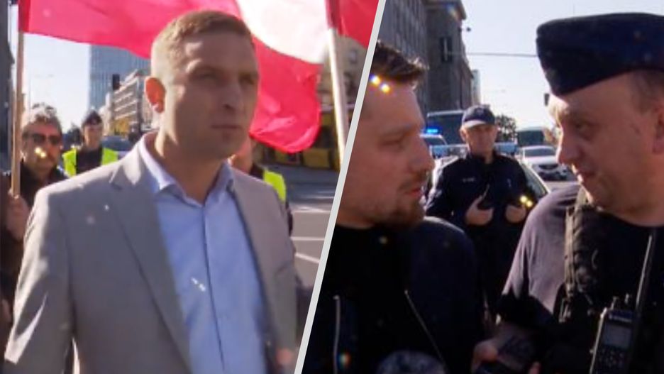Na prośbę Roberta Bąkiewicza, policjant "przesunął" dziennikarza TVN24