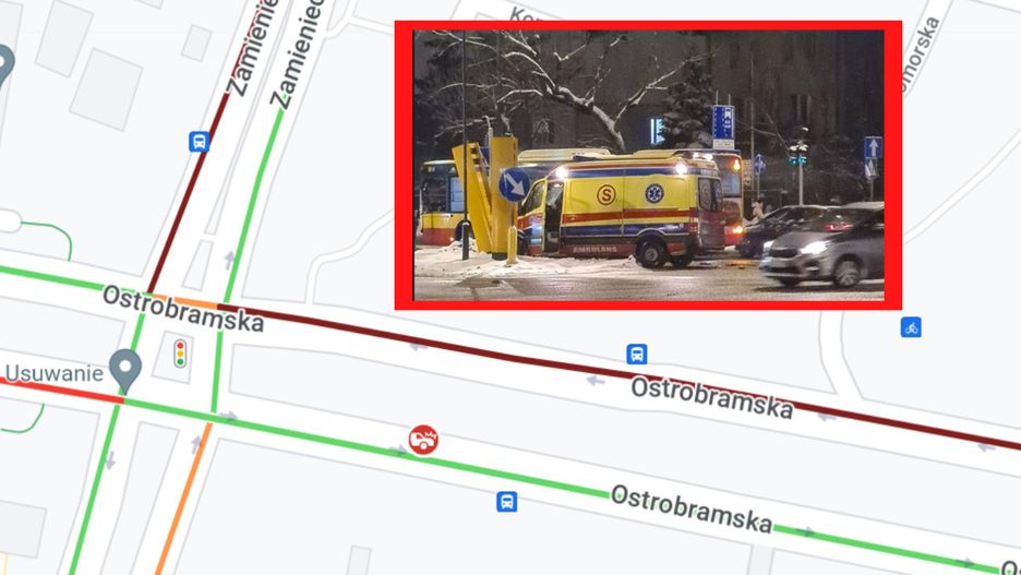 Wypadek w Warszawie. Karetka zderzyła się autobusem miejskim