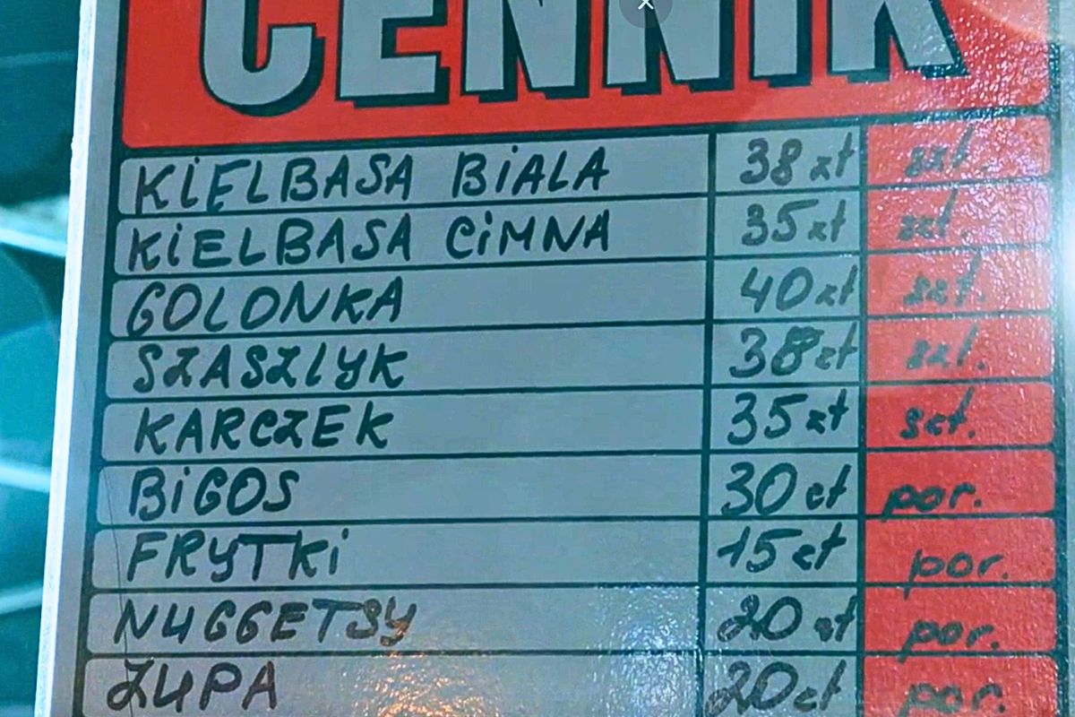 Cennik ciepły dań na jarmarku w Białymstoku